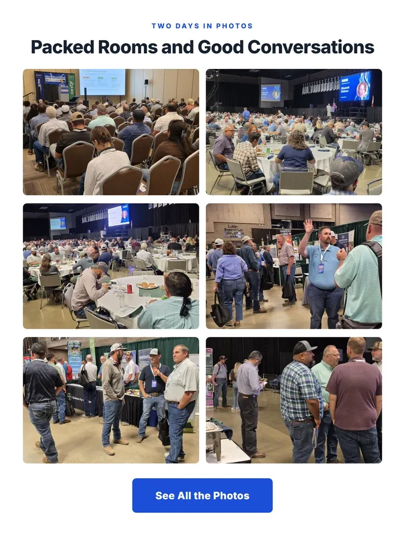 The recap email’s six-photo gallery: packed sessions, the awards luncheon and conversations on the trade-show floor